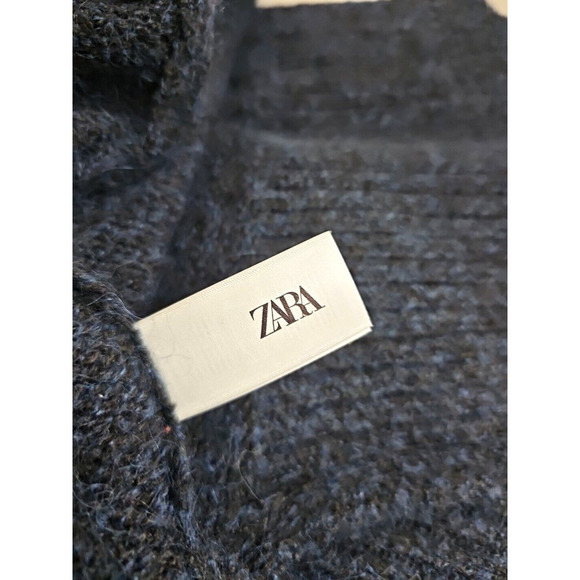 ZARA ~Woman XS-S~ Navy Blue Knit Long Open Front Oversized Coatigan Sweater NWT. - Picture 9 of 10